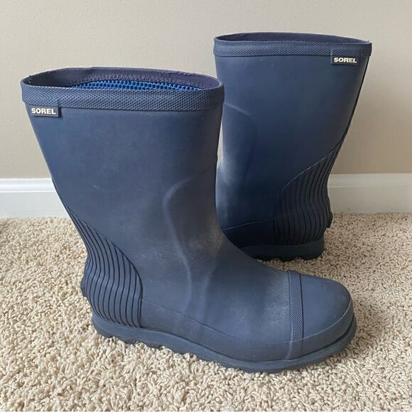 Sorel Rubber Rain Boots Mid Calf Blue Waterproof 9 - Picture 1 of 5